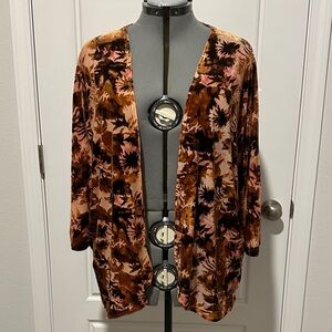 Entro Floral Velvet Cardigan - Brown and Pink